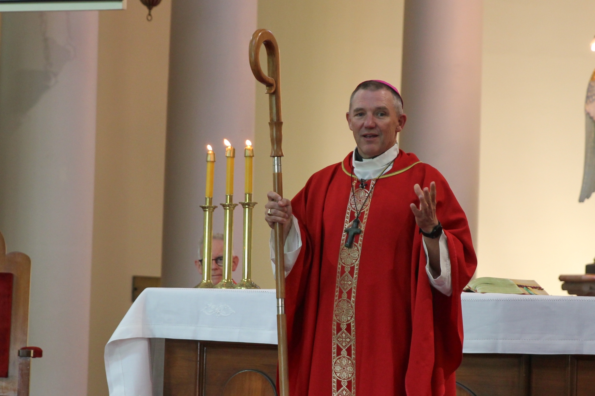 Roncalli Bishop Michael delivering his homily in the beautiful Sacred Heart Basilica Photo Credit Kim Wheeler