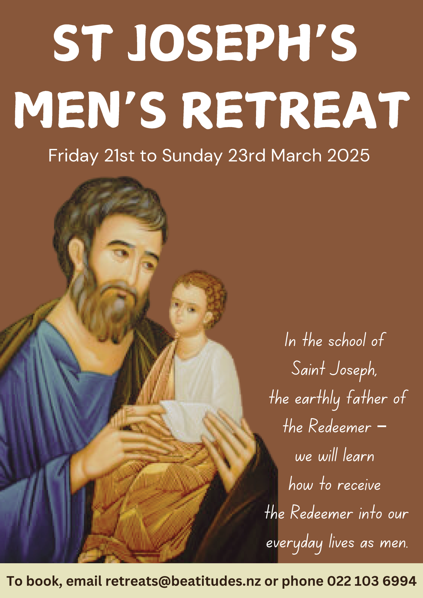 ST JOSEPHS MENS RETREAT POSTER 23 25 MAR25